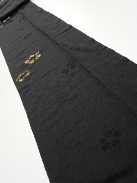 Photo1: 3D09z70  Japanese Kimono Silk  FABRIC Sakura Black 87.4x7.1 (1)