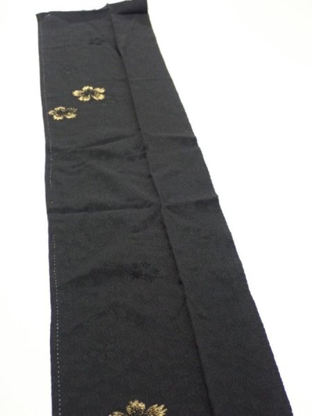 Photo4: 3D10z30  Japanese Kimono Silk  FABRIC Sakura Black 39.4x7.3 (4)