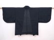 Photo1: 6015T01z220 Vintage Japanese Kimono Silk See through HAORI Stream Dark green-gray (1)