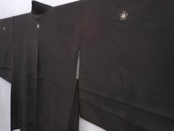 Photo6: 6015T04z420 Vintage Japanese Kimono Silk MUSOU HAORI Flowers Black (6)