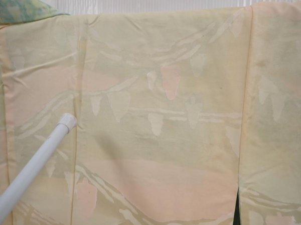 Photo8: 6015T05z560 Vintage Japanese Kimono Silk HAORI  Mint green (8)