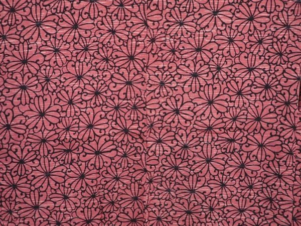 Photo3: 6015T06z410 Vintage Japanese Kimono Silk HAORI Flower Dark pink (3)