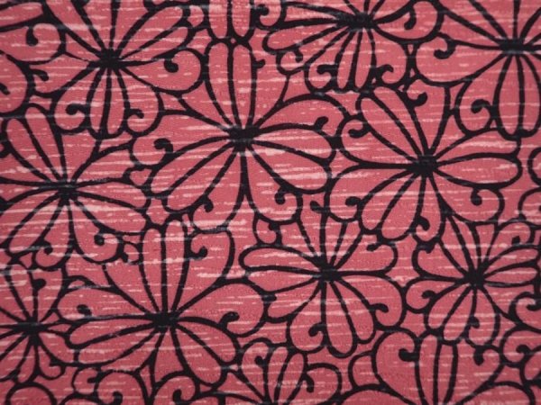 Photo4: 6015T06z410 Vintage Japanese Kimono Silk HAORI Flower Dark pink (4)