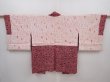 Photo6: 6015T06z410 Vintage Japanese Kimono Silk HAORI Flower Dark pink (6)