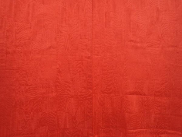 Photo3: 6015T07z530 Vintage Japanese Kimono Silk HAORI  Tomato red (3)