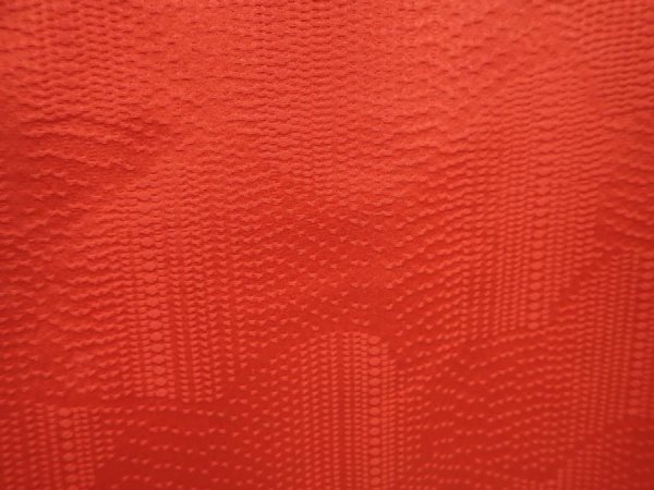 Photo4: 6015T07z530 Vintage Japanese Kimono Silk HAORI  Tomato red (4)