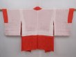 Photo6: 6015T07z530 Vintage Japanese Kimono Silk HAORI  Tomato red (6)
