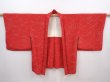 Photo5: 6015T10z530 Vintage Japanese Kimono Silk HAORI Rose Dark red (5)