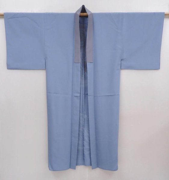 Photo8: 6015T11z390 Vintage Japanese Kimono Synthetic Men's JUBAN Tiger Light blue (8)