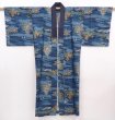 Photo7: 6015T13z470 Vintage Japanese Kimono Muslin Men's JUBAN Castle Navy (7)