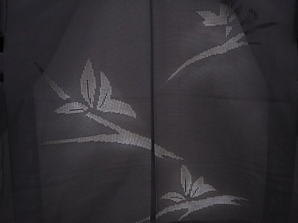 Photo3: 6016T01z240 Vintage Japanese Kimono Silk See through HAORI Leaf Black (3)