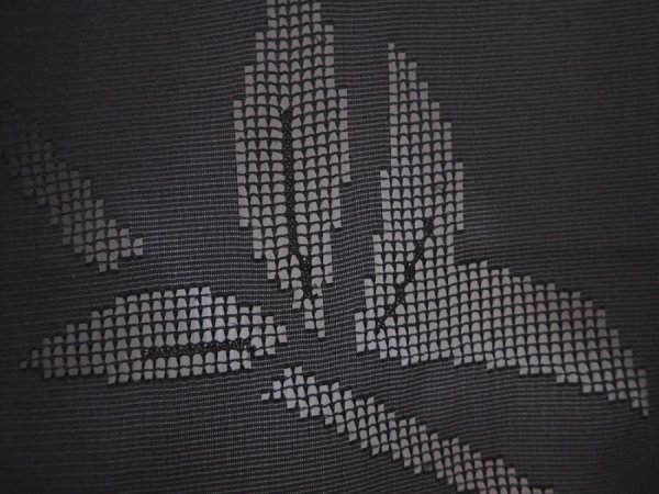 Photo4: 6016T01z240 Vintage Japanese Kimono Silk See through HAORI Leaf Black (4)