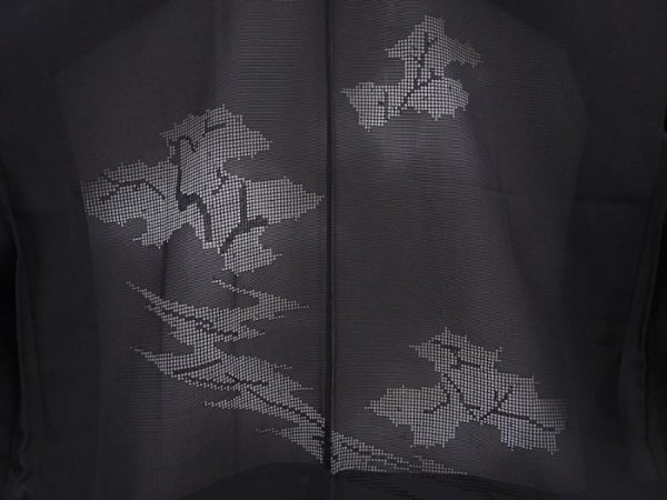Photo3: 6016T02z280 Vintage Japanese Kimono Silk See through HAORI Tree Black (3)