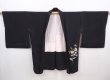Photo5: 6016T04z550 Vintage Japanese Kimono Silk HAORI Flowers Black (5)