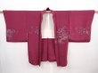 Photo5: 6016T05z510 Vintage Japanese Kimono Silk HAORI Flowers Wine red (5)