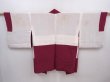 Photo6: 6016T05z510 Vintage Japanese Kimono Silk HAORI Flowers Wine red (6)