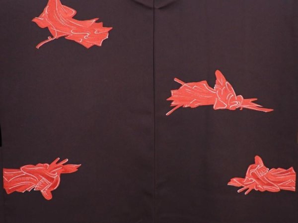 Photo3: 6016T06z630 Vintage Japanese Kimono Silk HAORI Princess Dark brown (3)