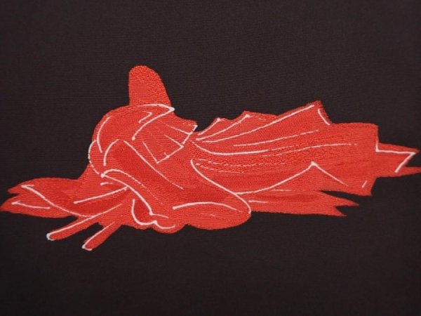 Photo4: 6016T06z630 Vintage Japanese Kimono Silk HAORI Princess Dark brown (4)