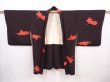 Photo5: 6016T06z630 Vintage Japanese Kimono Silk HAORI Princess Dark brown (5)