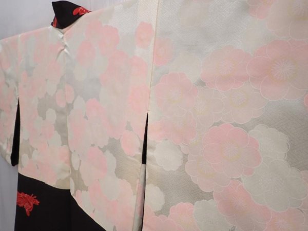 Photo7: 6016T06z630 Vintage Japanese Kimono Silk HAORI Princess Dark brown (7)