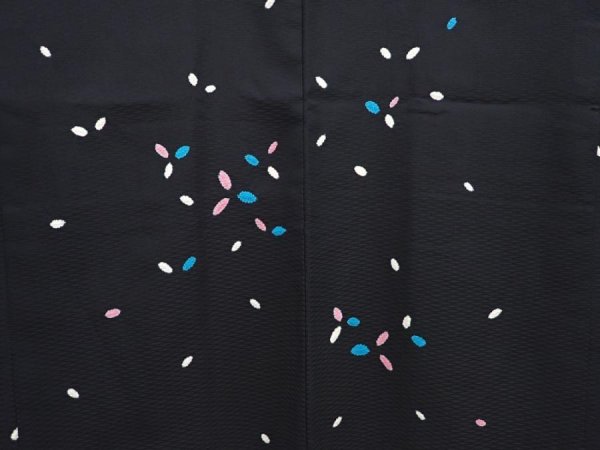 Photo3: 6016T07z520 Vintage Japanese Kimono Silk HAORI  Black (3)