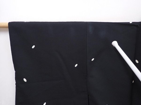 Photo6: 6016T07z520 Vintage Japanese Kimono Silk HAORI  Black (6)