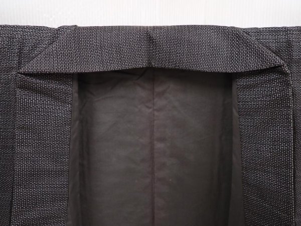 Photo5: 6016T08z750 Vintage Japanese Kimono Silk Men's OSHIMA  Dark gray (5)