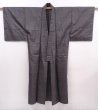 Photo6: 6016T08z750 Vintage Japanese Kimono Silk Men's OSHIMA  Dark gray (6)