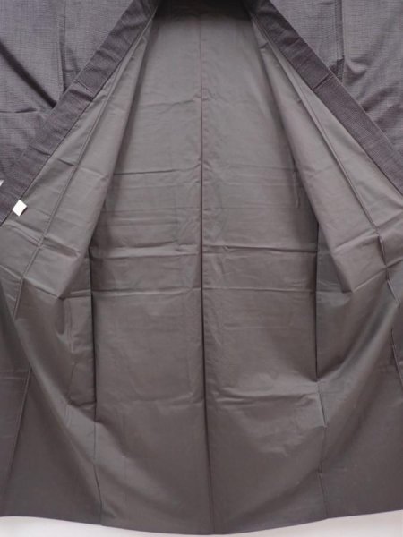 Photo7: 6016T08z750 Vintage Japanese Kimono Silk Men's OSHIMA  Dark gray (7)