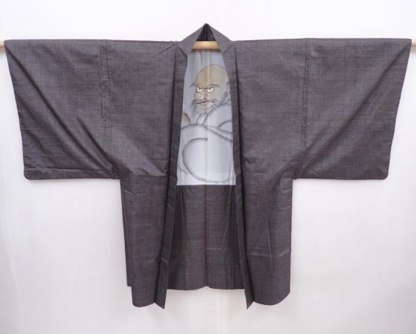 Photo4: 6016T09z470 Vintage Japanese Kimono Silk Men's OSHIMA HAORI Daruma (4)