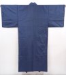 Photo1: 6016T10z730 Vintage Japanese Kimono Silk Men's   Navy (1)