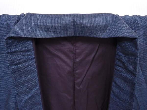 Photo5: 6016T10z730 Vintage Japanese Kimono Silk Men's   Navy (5)