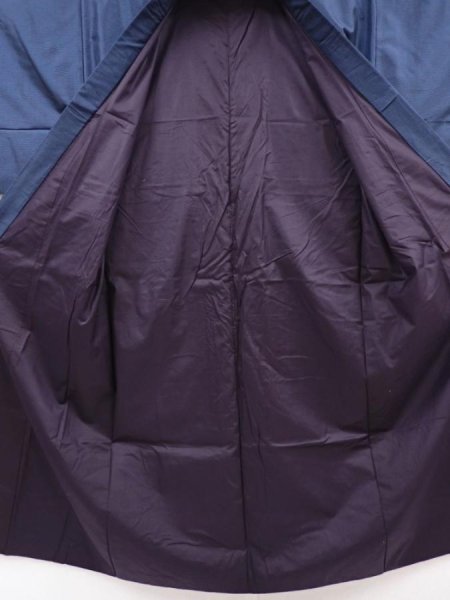 Photo7: 6016T10z730 Vintage Japanese Kimono Silk Men's   Navy (7)