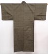 Photo1: 6016T12z780 Vintage Japanese Kimono Silk Men's   Dark olive (1)