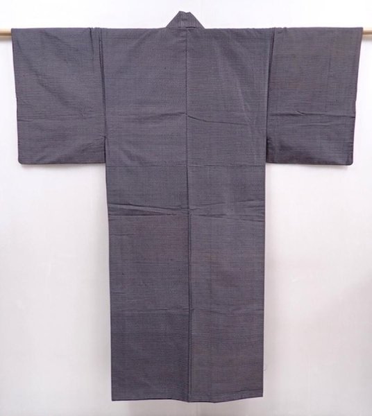 Photo1: 6016T13z800 Vintage Japanese Kimono Silk Men's   Gray (1)