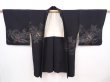 Photo6: 6016T14z620 Vintage Japanese Kimono Silk HAORI Flowers Black (6)