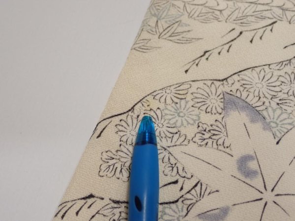 Photo6: 3D02z70  Japanese Kimono Silk  FABRIC Maple Smoky white 46.1x14.2 (6)