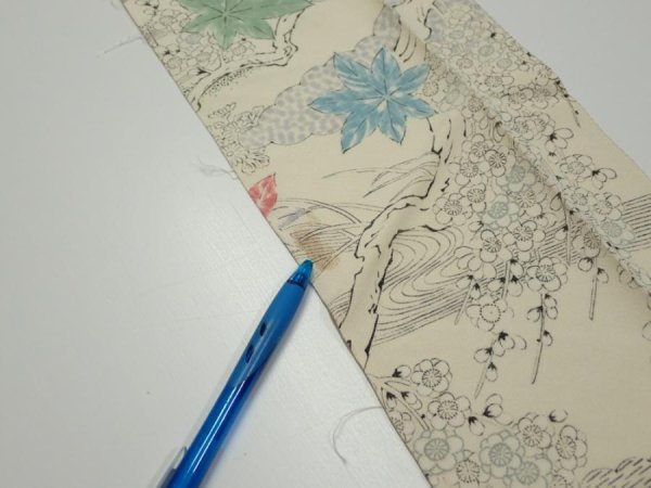 Photo6: 3D09z50  Japanese Kimono Silk  FABRIC Maple Smoky white 78.7x6.5 (6)