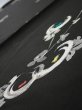 Photo4: 3D02z60  Japanese Kimono Silk  FABRIC Chrysanthemum Black 39.0x14.2 (4)