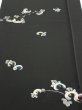 Photo1: 3D06z90  Japanese Kimono Silk  FABRIC Chrysanthemum Black 61.4x14.2 (1)