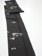 Photo4: 3D09z60  Japanese Kimono Silk  FABRIC Chrysanthemum Black 81.1x6.9 (4)