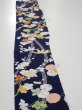 Photo3: 4A07z40  Japanese Kimono Silk  FABRIC Plum blossom Dark navy 60.6x7.1 (3)