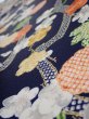 Photo4: 4A07z40  Japanese Kimono Silk  FABRIC Plum blossom Dark navy 60.6x7.1 (4)
