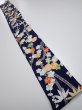 Photo5: 4A07z40  Japanese Kimono Silk  FABRIC Plum blossom Dark navy 60.6x7.1 (5)