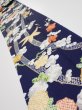 Photo1: 4A09z60  Japanese Kimono Silk  FABRIC Plum blossom Dark navy 83.5x7.1 (1)