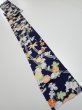Photo5: 4A09z60  Japanese Kimono Silk  FABRIC Plum blossom Dark navy 83.5x7.1 (5)