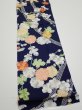 Photo4: 4A10z30  Japanese Kimono Silk  FABRIC Plum blossom Dark navy 37.8x7.1 (4)