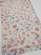 Photo2: 4A02z60  Japanese Kimono Silk  FABRIC Flowers Smoky white 44.1x14.4 (2)