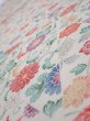 Photo4: 4A02z60  Japanese Kimono Silk  FABRIC Flowers Smoky white 44.1x14.4 (4)