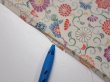 Photo6: 4A02z60  Japanese Kimono Silk  FABRIC Flowers Smoky white 44.1x14.4 (6)